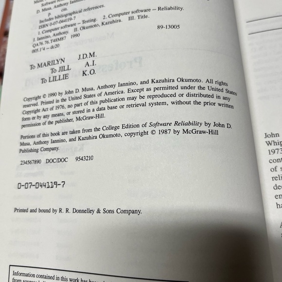 SOFTWARE RELIABILITY: MEASUREMENT,PREDICTION,APPLICATION Pro By Ed John D. Musa - Picture 5 of 9